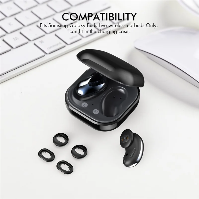 AHASTYLE PT132 For Samsung Galaxy Buds Live 6 Pairs S / M / L Replacement Earbuds Tips Anti-slip Silicone Bluetooth-compatible Earphone Eartips - Black