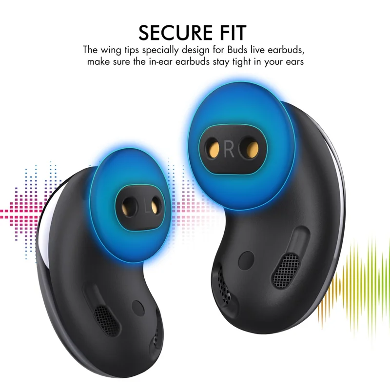 AHASTYLE PT132 For Samsung Galaxy Buds Live 6 Pairs S / M / L Replacement Earbuds Tips Anti-slip Silicone Bluetooth-compatible Earphone Eartips - Black