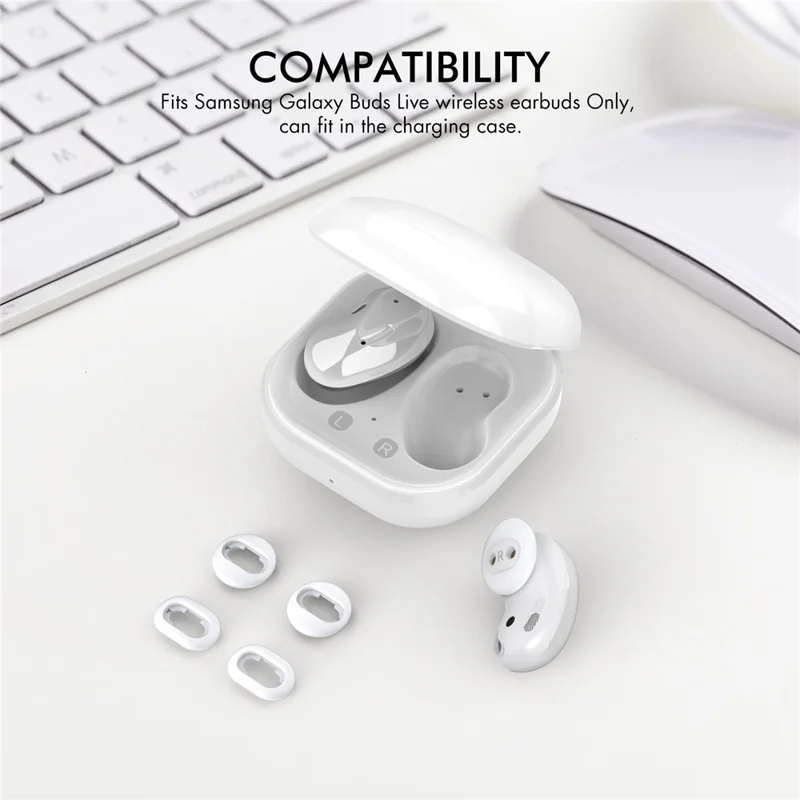 AHASTYLE PT132 For Samsung Galaxy Buds Live 6 Pairs S / M / L Replacement Earbuds Tips Anti-slip Silicone Bluetooth-compatible Earphone Eartips - White