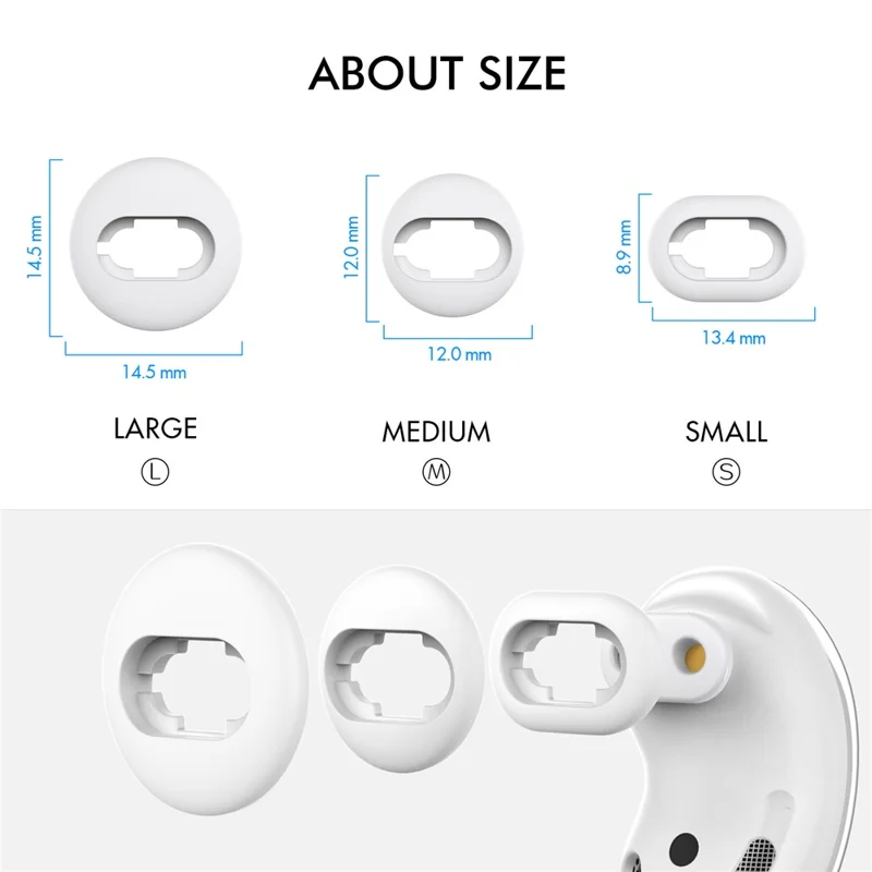 AHASTYLE PT132 For Samsung Galaxy Buds Live 6 Pairs S / M / L Replacement Earbuds Tips Anti-slip Silicone Bluetooth-compatible Earphone Eartips - White
