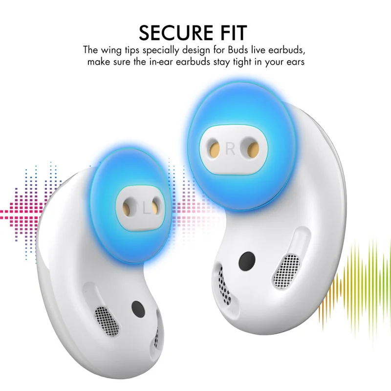 AHASTYLE PT132 For Samsung Galaxy Buds Live 6 Pairs S / M / L Replacement Earbuds Tips Anti-slip Silicone Bluetooth-compatible Earphone Eartips - White