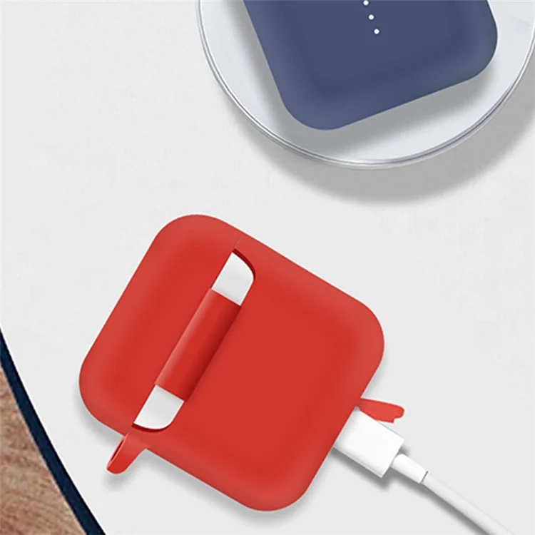 Silicone Skin for Boat Airdopes 141 Protective Cover Bluetooth-compatible Earbuds Case with Anti-Loss Buckle - Dark Blue