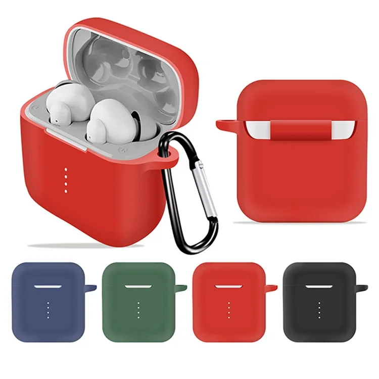 Silicone Skin for Boat Airdopes 141 Protective Cover Bluetooth-compatible Earbuds Case with Anti-Loss Buckle - Dark Blue