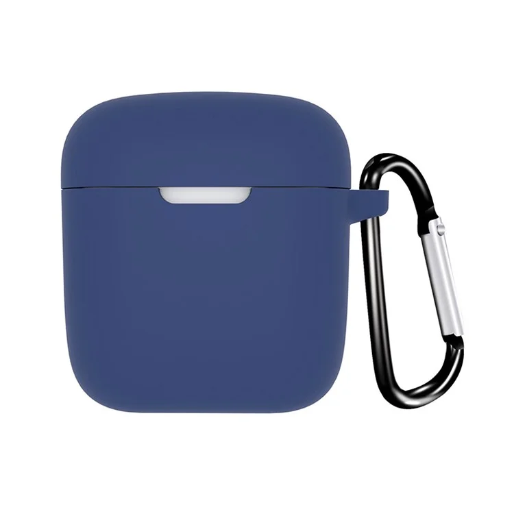 Anti-scratch Silicone Skin for Boat Airdopes 131 Protective Cover Bluetooth-compatible Earbuds Case with Anti-Loss Buckle - Dark Blue