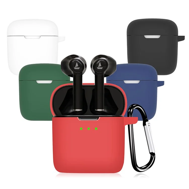 Anti-scratch Silicone Skin for Boat Airdopes 131 Protective Cover Bluetooth-compatible Earbuds Case with Anti-Loss Buckle - Black