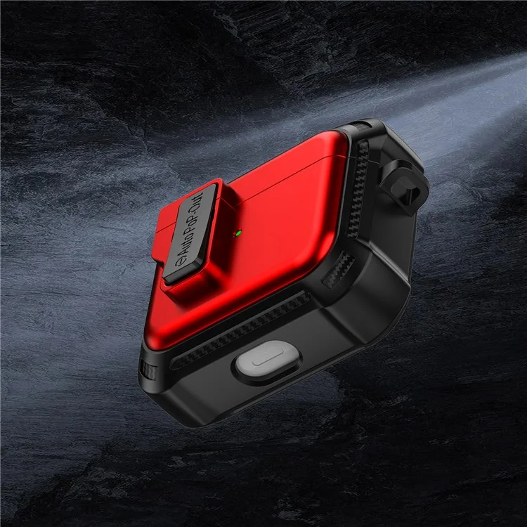 Für Apple AirPods 3 Druckknopf-Design Schutzhülle Bluetooth-Kopfhörer TPU+PC stoßfeste Abdeckung - Rot