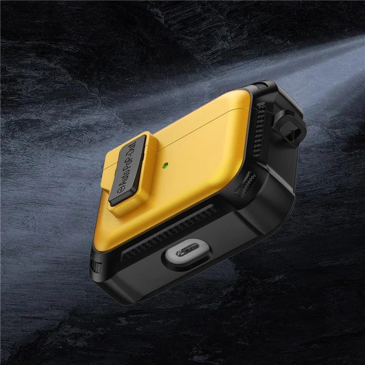 For Apple AirPods Pro Bluetooth-compatible Earphone Anti-drop Cover TPU+PC Protective Case with Pressing Buckle - Yellow