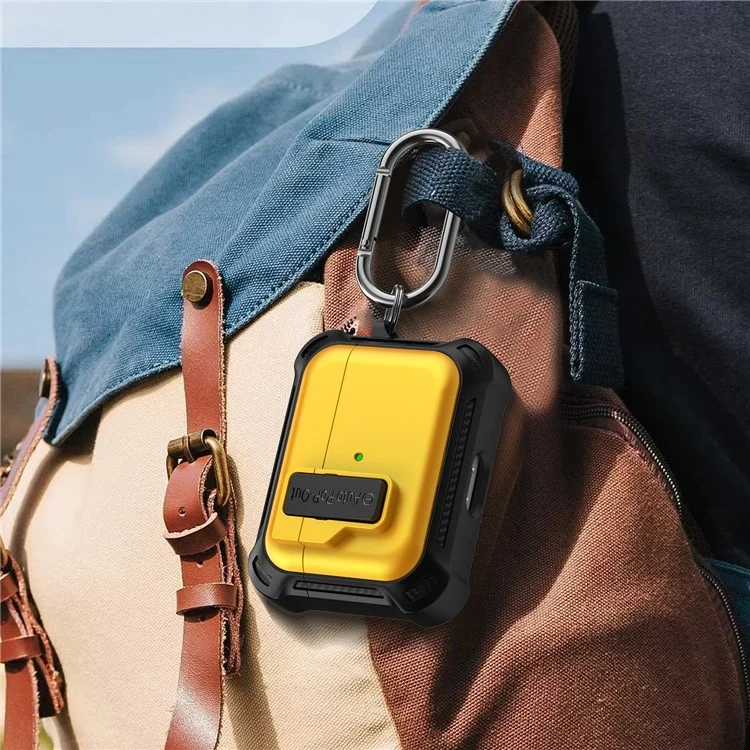 For Apple AirPods Pro Bluetooth-compatible Earphone Anti-drop Cover TPU+PC Protective Case with Pressing Buckle - Yellow