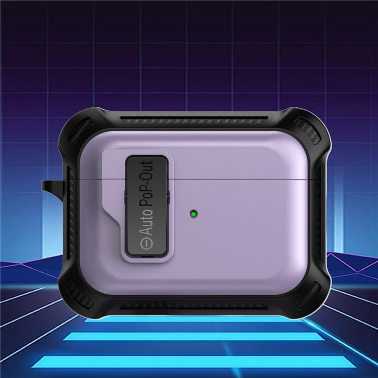Für AirPods Pro 2 Pressing Buckle Design Wireless Earphone Schutzhülle TPU+PC Antirutsch-Abdeckung - Lila