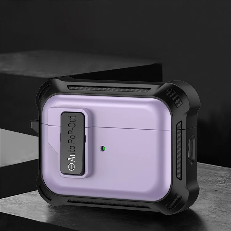 Für AirPods Pro 2 Pressing Buckle Design Wireless Earphone Schutzhülle TPU+PC Antirutsch-Abdeckung - Lila