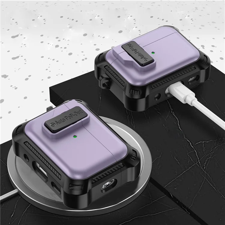 Für AirPods Pro 2 Pressing Buckle Design Wireless Earphone Schutzhülle TPU+PC Antirutsch-Abdeckung - Lila