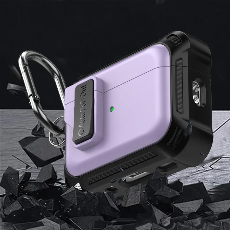 Für AirPods Pro 2 Pressing Buckle Design Wireless Earphone Schutzhülle TPU+PC Antirutsch-Abdeckung - Lila
