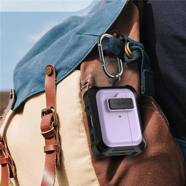 Für AirPods Pro 2 Pressing Buckle Design Wireless Earphone Schutzhülle TPU+PC Antirutsch-Abdeckung - Lila