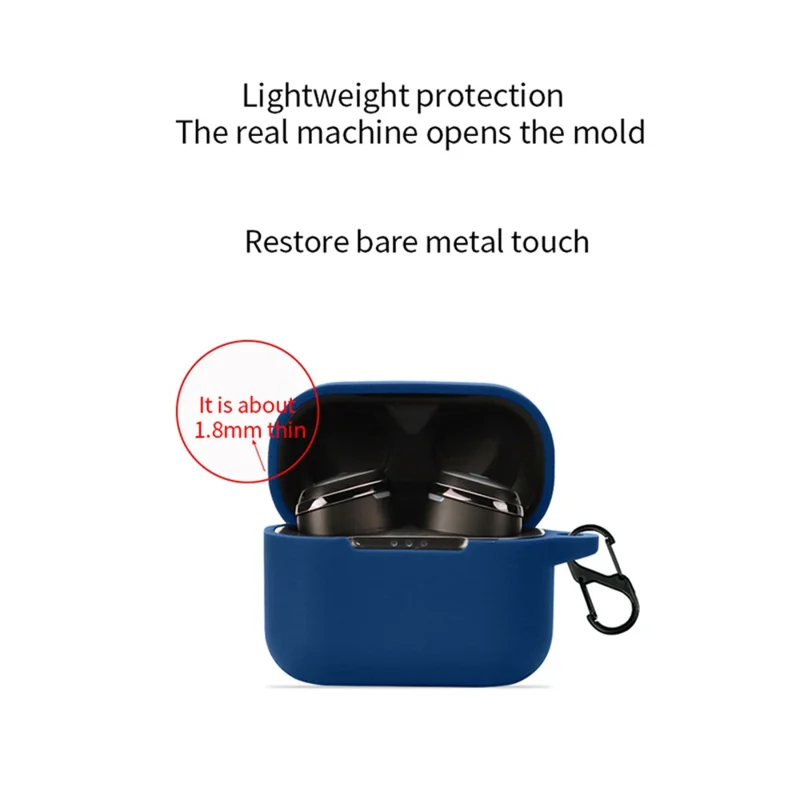 For GLIDiC TW-4000s Earphone Charging Bin Sleeve Cover Silicone Case with Buckle - Dark Blue