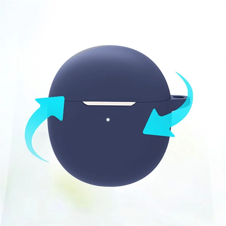 For OnePlus  Nord Buds CE Anti-dust Flexible Silicone Case Earphone Charging Box Cover with Carrying Buckle - Dark Blue
