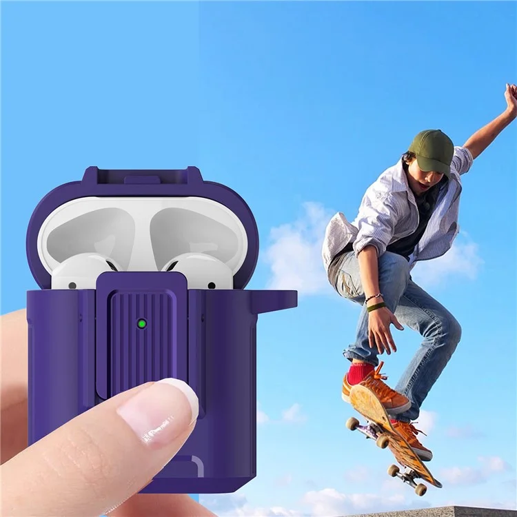 Для Apple AirPods с зарядным чехлом (2016) / (2019) / AirPods с зарядным чехлом с беспроводной зарядкой (2019) Чехол для наушников Earbud TPU+PC - Фиолетовый