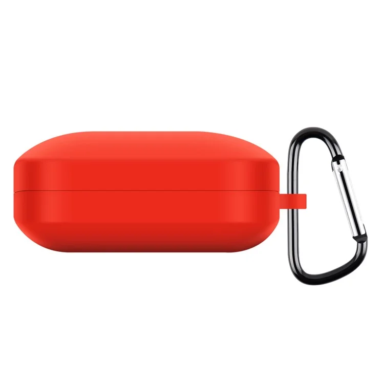 For OnePlus Buds Pro 2 TWS Earphone Anti-drop Silicone Protective Cover with Anti-lost Buckle - Red