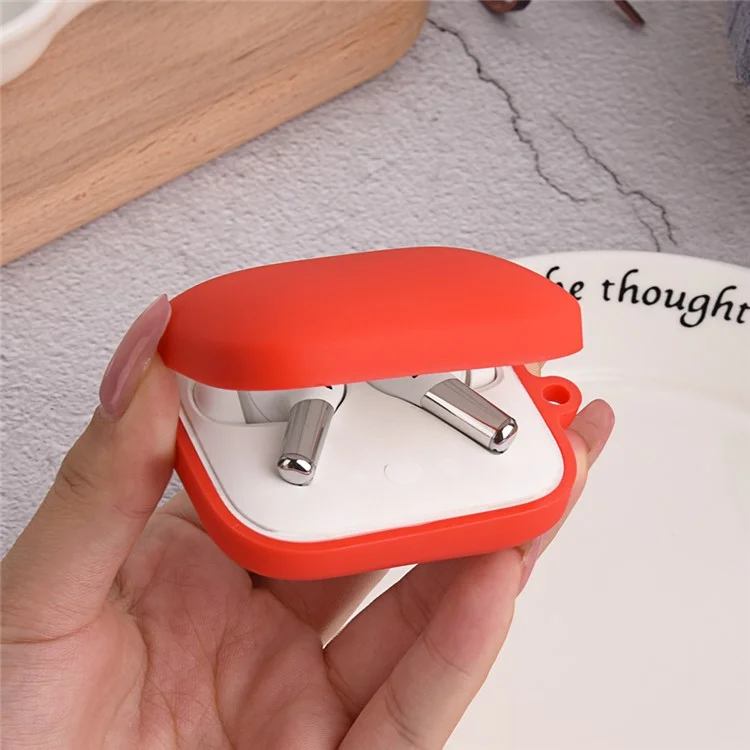 For OnePlus Buds Pro 2 TWS Earphone Anti-drop Silicone Protective Cover with Anti-lost Buckle - Red