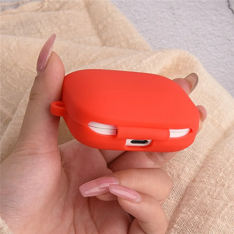 For OnePlus Buds Pro 2 TWS Earphone Anti-drop Silicone Protective Cover with Anti-lost Buckle - Red