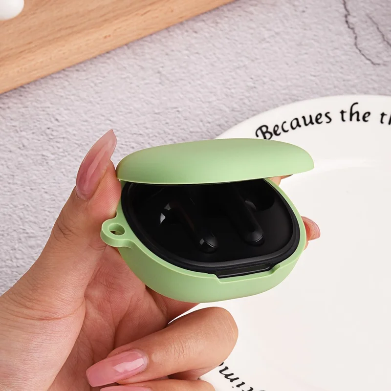 For Redmi Buds 4 Lite Anti-drop Silicone Case Bluetooth-compatible Earphone Protective Cover with Anti-lost Buckle - Midnight Green