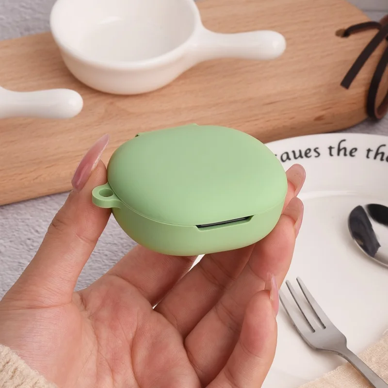 For Redmi Buds 4 Lite Anti-drop Silicone Case Bluetooth-compatible Earphone Protective Cover with Anti-lost Buckle - Midnight Green