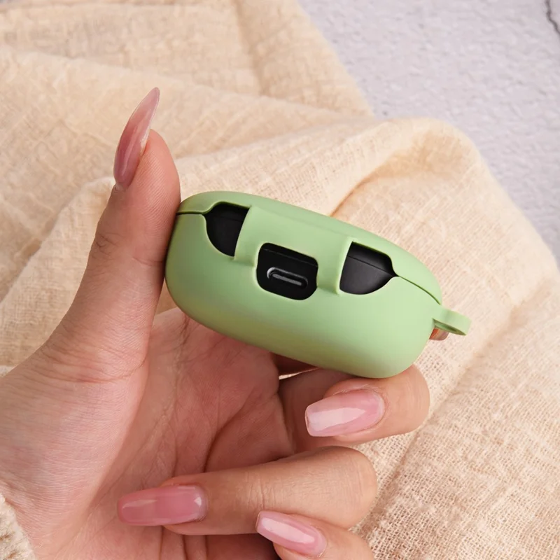 For Redmi Buds 4 Lite Anti-drop Silicone Case Bluetooth-compatible Earphone Protective Cover with Anti-lost Buckle - Midnight Green