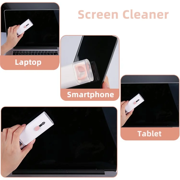UD2926 7-in-1 Bluetooth Headset Keyboard Cleaner Cell Phone Cleaning Brush Tablet Cleaning Kit - Rosa