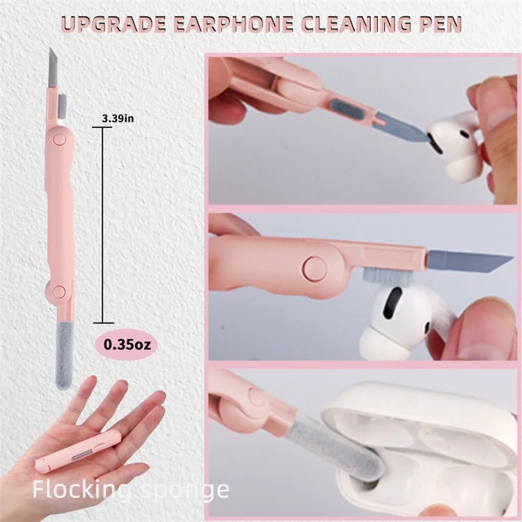 UD2926 7-in-1 Bluetooth Headset Keyboard Cleaner Cell Phone Cleaning Brush Tablet Cleaning Kit - Rosa
