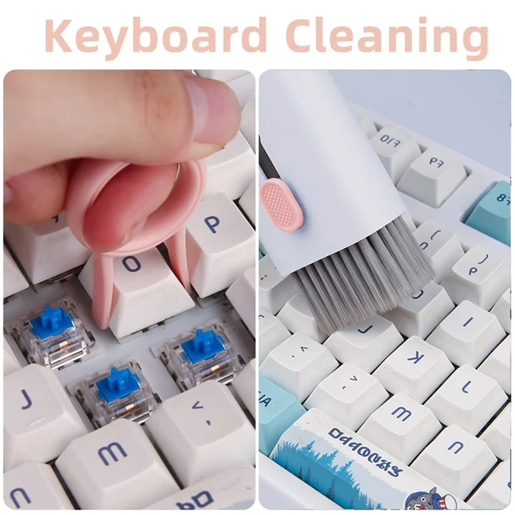 UD2926 7-in-1 Bluetooth Headset Keyboard Cleaner Cell Phone Cleaning Brush Tablet Cleaning Kit - Rosa