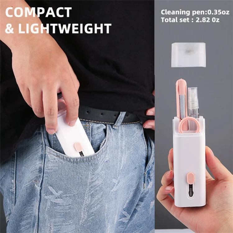 UD2926 7-in-1 Bluetooth Headset Keyboard Cleaner Cell Phone Cleaning Brush Tablet Cleaning Kit - Rosa