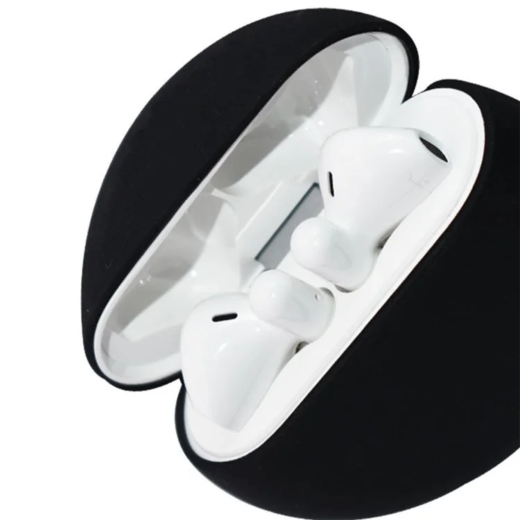 2Pcs / Set For Huawei Freebuds 3 Bluetooth-compatible Headset Soft Silicone Protective Case with Anti-lost Neck Strap - Black