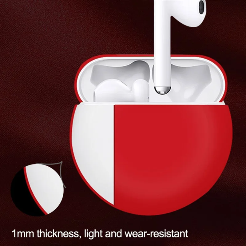 2Pcs / Set For Huawei Freebuds 3 Bluetooth-compatible Headset Soft Silicone Protective Case with Anti-lost Neck Strap - Red