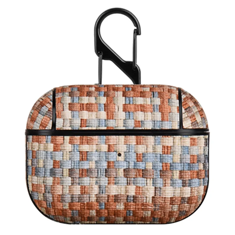 Coque de protection en cuir PU texturé tissé + PC pour Apple AirPods Pro, étui compatible Bluetooth pour écouteurs - Couleur Morandi