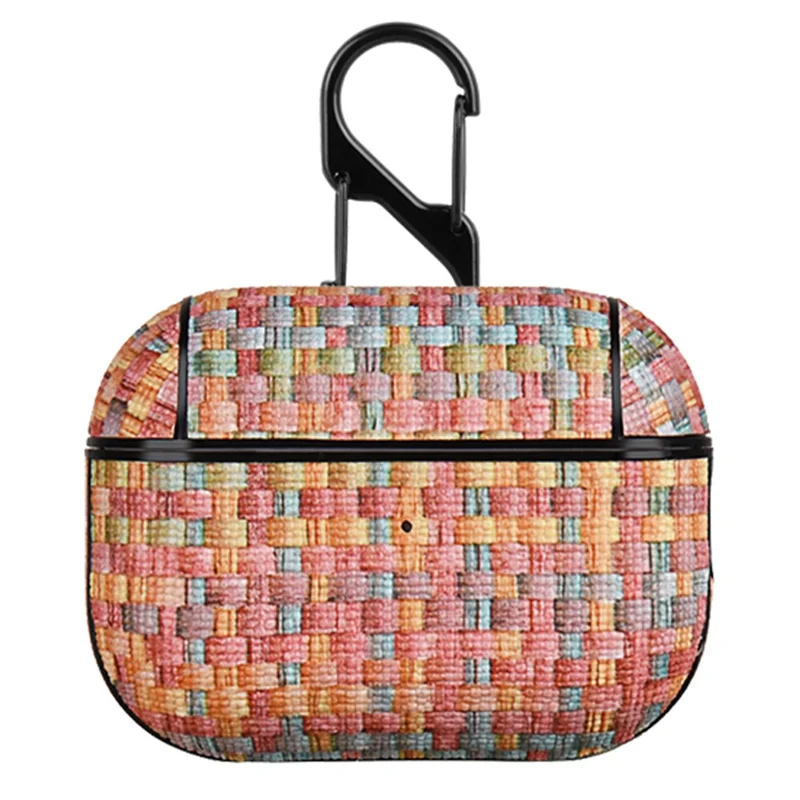 Чехол из искусственной кожи с тканевой текстурой и поликарбоната для Apple AirPods Pro, защитная крышка для наушников с поддержкой Bluetooth — Радужный леденец