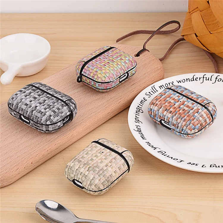 Custodia antiurto per Apple AirPods 3 Tessuto intrecciato Custodia in pelle PU PC Copertura per auricolari Bluetooth - Colore Morandi