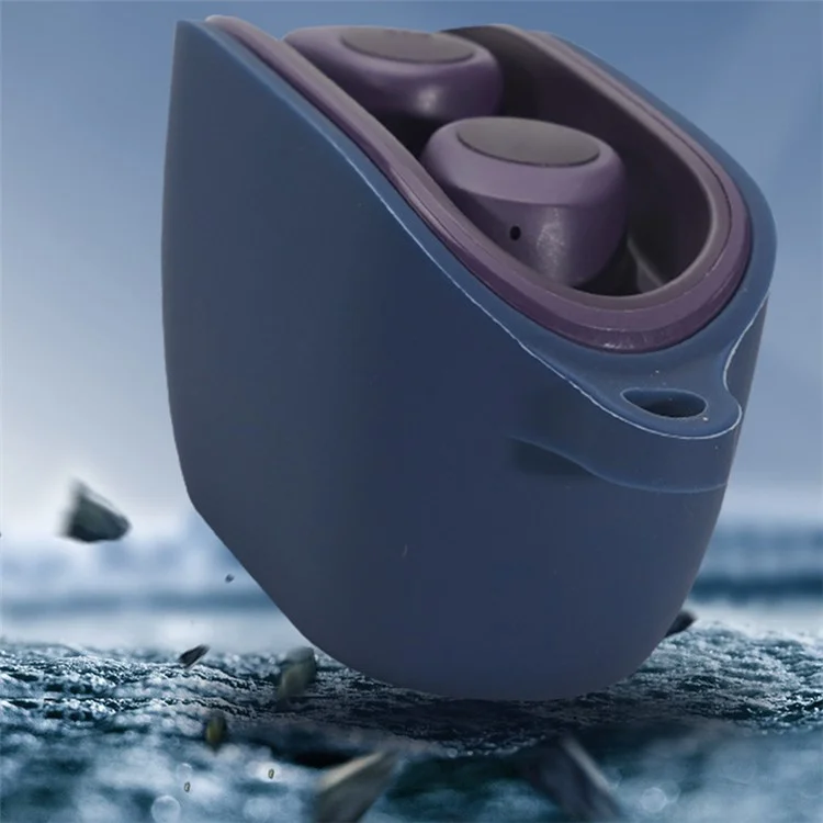 Pour JBL Wave 100TWS Bluetooth Écouteur Housse de Protection Anti-chute en Silicone sans Couvercle - Bleu Minuit