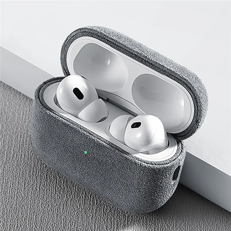 Protective Cover for AirPods Pro 2 Suede Leather Case Bluetooth-compatible Headset Case - Light Grey
