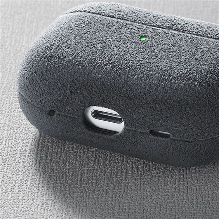 Protective Cover for AirPods Pro 2 Suede Leather Case Bluetooth-compatible Headset Case - Light Grey