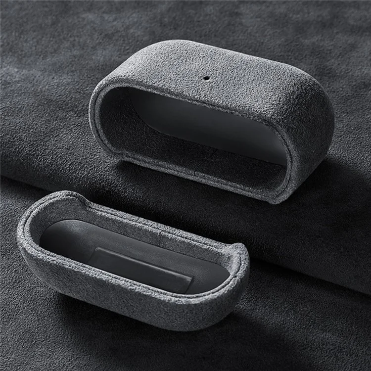 Étui en cuir suède antichute pour boîtier de charge des écouteurs Bluetooth Apple AirPods 3 - Gris