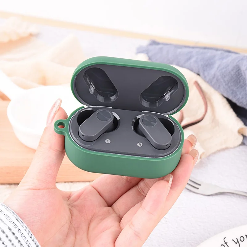 For OnePlus Buds Ace Bluetooth-compatible Earphone Silicone Case Anti-scratch Protective Earbud Cover with Hook - Black