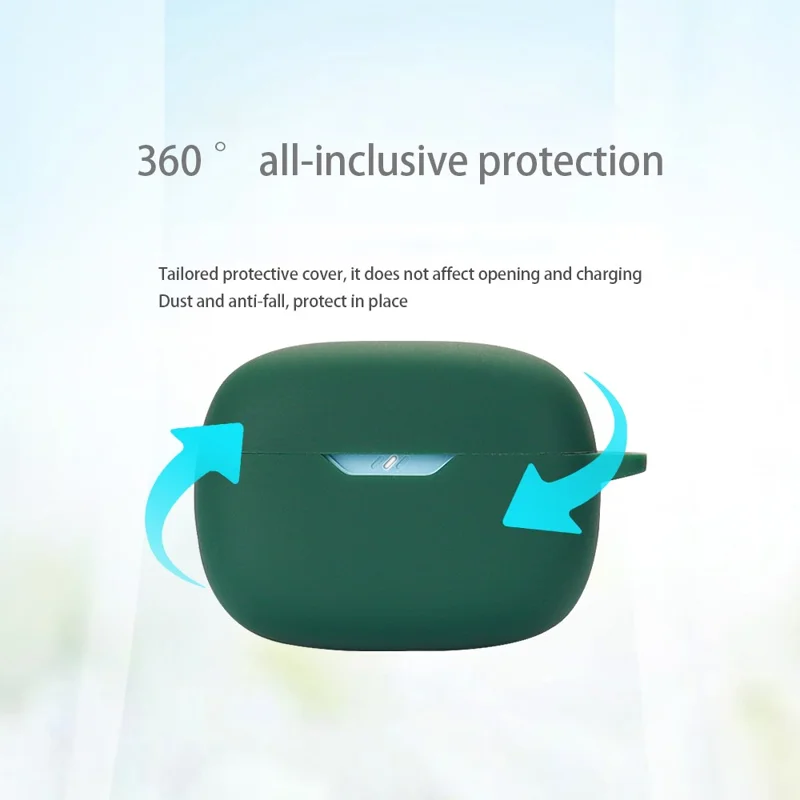 Silicone taske til JBL Wave Beam Bluetooth-kompatible ørepuder, stødfast ørepudeomkran med hæfte - mørkeblå