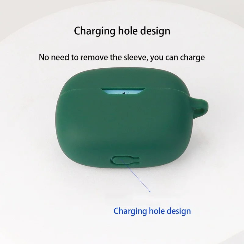 Silicone taske til JBL Wave Beam Bluetooth-kompatible ørepuder, stødfast ørepudeomkran med hæfte - mørkeblå