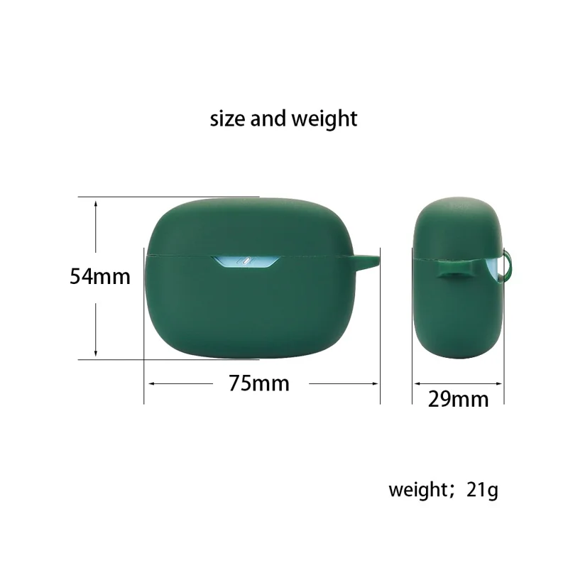 Silicone taske til JBL Wave Beam Bluetooth-kompatible ørepuder, stødfast ørepudeomkran med hæfte - mørkeblå