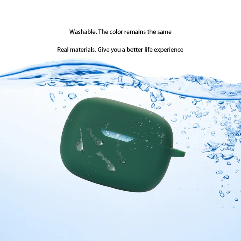 Silikonhülle für JBL Wave Beam Bluetooth-kompatible Ohrhörer, stoßfeste Hülle mit Haken – Rot