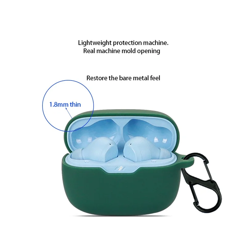 Silikonhülle für JBL Wave Beam Bluetooth-kompatible Ohrhörer, stoßfeste Hülle mit Haken – Rot