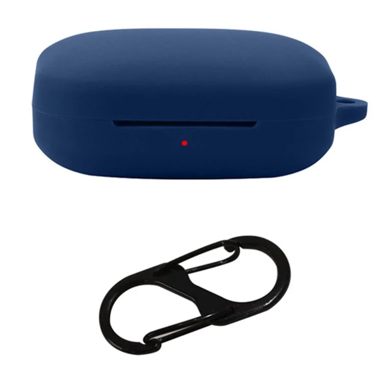 For OnePlus Buds Pro 2 Soft Silicone Bluetooth-compatible Earphones Case with Anti-lost Buckle - Dark Blue