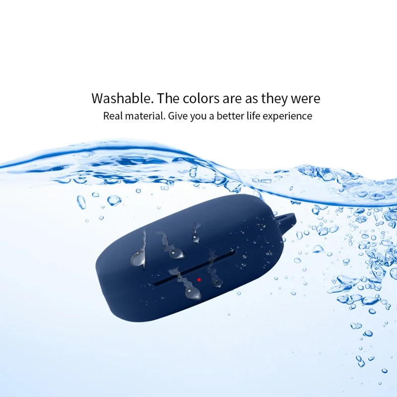 For OnePlus Buds Pro 2 Soft Silicone Bluetooth-compatible Earphones Case with Anti-lost Buckle - Dark Blue