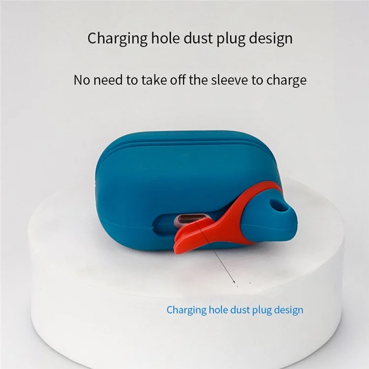 Pour AirPods 3 d'Apple Étui de protection en silicone souple Étui de transport sans fil pour écouteurs avec mousqueton - Bleu