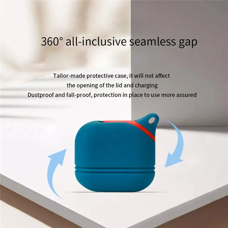 Pour AirPods 3 d'Apple Étui de protection en silicone souple Étui de transport sans fil pour écouteurs avec mousqueton - Bleu