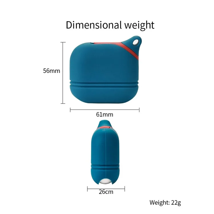 Pour AirPods 3 d'Apple Étui de protection en silicone souple Étui de transport sans fil pour écouteurs avec mousqueton - Bleu